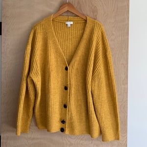 Topshop Mustard Knitted Super Soft Ribbed Cardigan